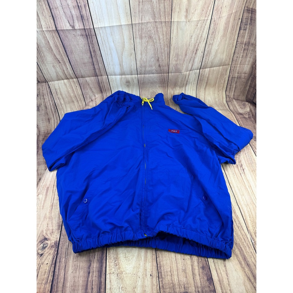 Polo Ralph Lauren Mens Royal Blue Hooded Windbreaker Jacket Full Zip L